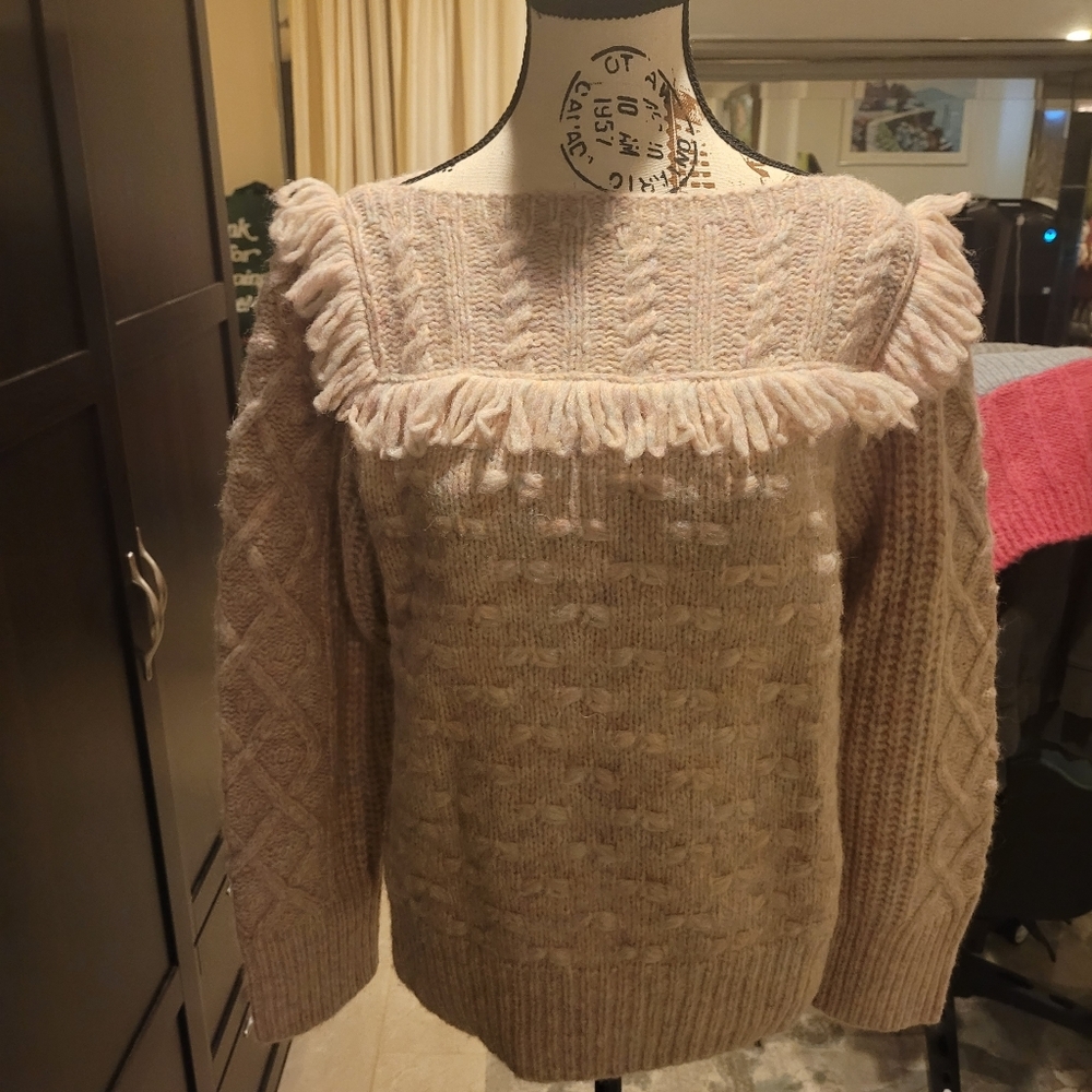 LOVE SHACK FANCY Kingston Pullover Size Large  Womens Confetti Pink New - Picture 5 of 8
